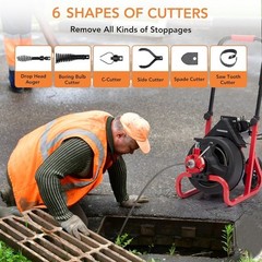 75Ft x 1/2 Inch Drain Cleaner Machine Electric Drain Auger Cleaner Sewer Snake