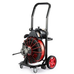 100ft Sewer Snake Machine with GFCI, 1800RPM, 4 Cutters &ndash; for 1&Prime;-4&Prime; Pipes Red
