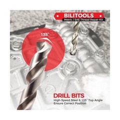 BILITOOLS 5/16-18 inch Thread Repair Kit, HSS Drill Helicoil Repair Kit SAE
