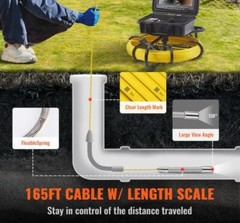 9 Inch Sewer Camera 50m/164ft Pipe Inspection Camera w/ 512hz Sonde 720p