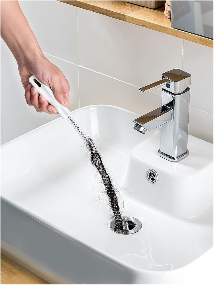 2-Piece Flexible Drain Brush Sink Unblocker Elastic Hose Pipe Straw Cleaning Bru