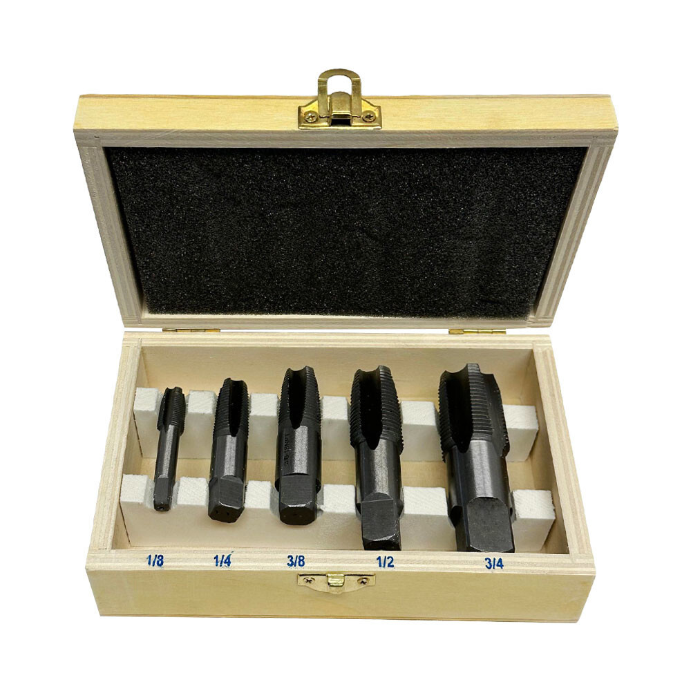 5 Pc NPT Pipe Tap Set Size 1/8&rdquo;, 1/4&rdquo;, 3/8&rdquo;, 1/2&rdquo;, 3/4&rdquo; NPT Threader Set