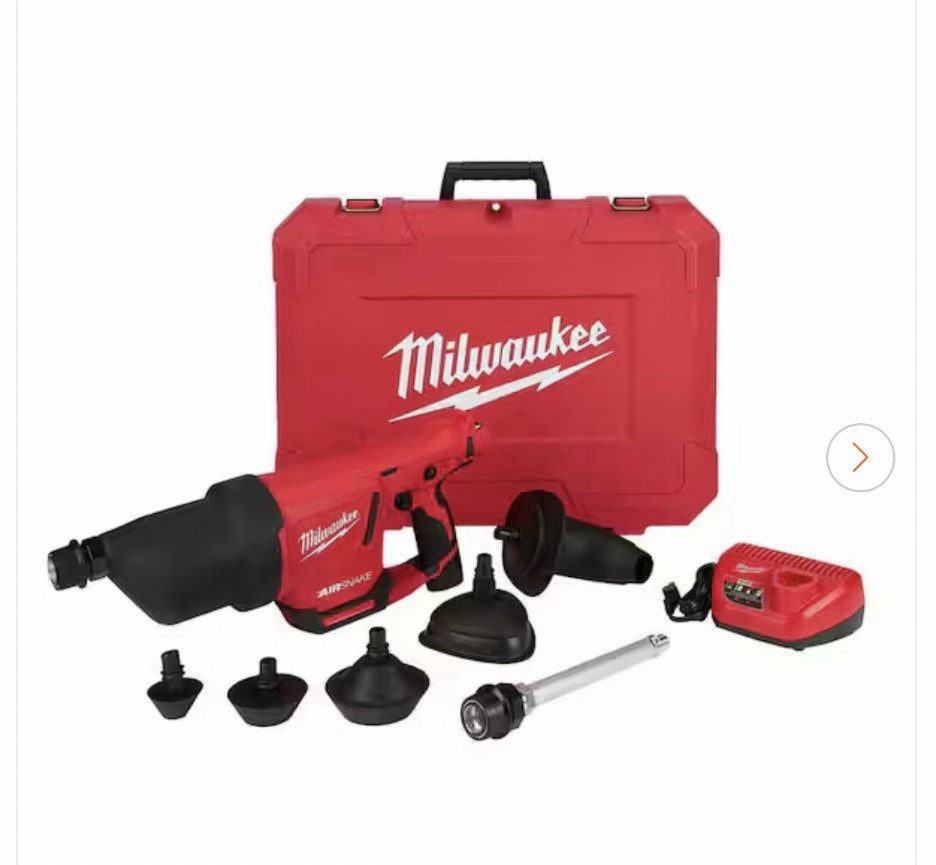 M12 12 Volt LithiumIon Cordless Drain Cleaning Airsnake Air Gun Kit with 2.0Ah