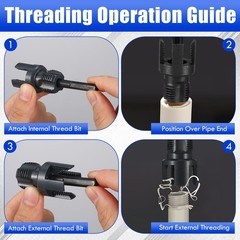 2 Pcs PVC Pipe Threader Kit Dual Function Internal External Plumbing Die