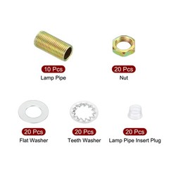 PATIKIL 1/8IP Thread 0.79&Prime; Lamp Pipe Kit with Lock Nuts Washers, 0.79&Prime;, Black