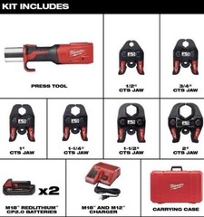 Milwaukee M18 FORCE LOGIC ONE-KEY Press Tool Kit, CTS Jaws for Copper PEX