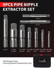 Heavy Duty Pipe Extractor Set &ndash; 9-Piece Steel Tool for Removing Damaged Pipes &