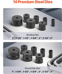 Manual Pipe Bender, Pipe Tube Bender with 14 Bending Dies, 200&deg; Heavy-Duty Tube