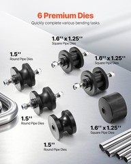 Tube Roller Bender Max 1-1/2&Prime; Manual Tube Pipe Roller Bender with 6 Dies