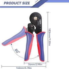 Self-Adjusting Ratcheting Tool, Square Crimper for End-Sleeves Terminal AWG 23-7