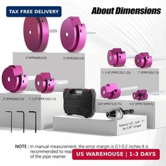 PVC Pipe Reamer Kit 8 PCS 1/2&Prime; 3/4&Prime; 1&Prime; 1-1/4&Prime; 1-1/2&Prime; 2&Prime; 3&Prime; 4&Prime; for SCH 40 PVC CPV