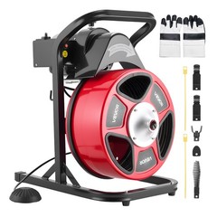 VEVOR Drain Cleaner Machine 50FT x 1/2Inch Manual Feed Snake Auger with 4 Cutter