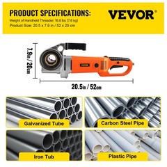 VEVOR Electric Pipe Threader Pipe Threading Machine 2300W 6 Dies 1/2-2&Prime; Portable