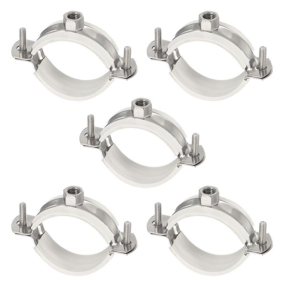 5pcs 201 Stainless Steel 1.9-2&Prime;/48-50mm Pipe Strap Clamp with Rubber, Black