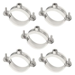 5pcs 201 Stainless Steel 1.9-2&Prime;/48-50mm Pipe Strap Clamp with Rubber, Black