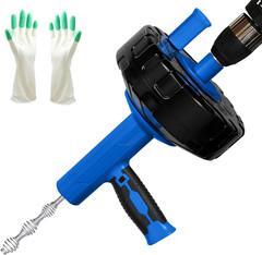 Auto Feed Drain Auger with Drill Adapter, 33 Feet Drain Snake Hair Clog Remover,