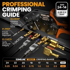 Spade Terminal Crimping Tool Kit AWG 24-14, 24 Types 2.8/3.9/4.8/6.3 mm Male & F