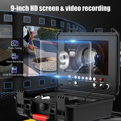 50m Sewer Pipe Inspection Camera w/ 512hz Self Leveling 9&Prime; Monitor Meter Counter