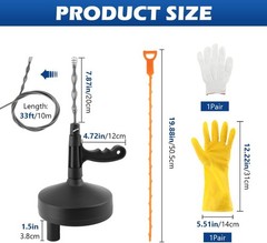 32ft Plumbers Drain Snake Long Heavy Duty Plumbing Auger Hand Tool Bathroom Pipe