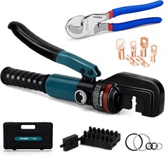 Tivorex Hydraulic Crimping Tool & Cable Cutter, 12 AWG to 00 (2/0), Wire Kit wit