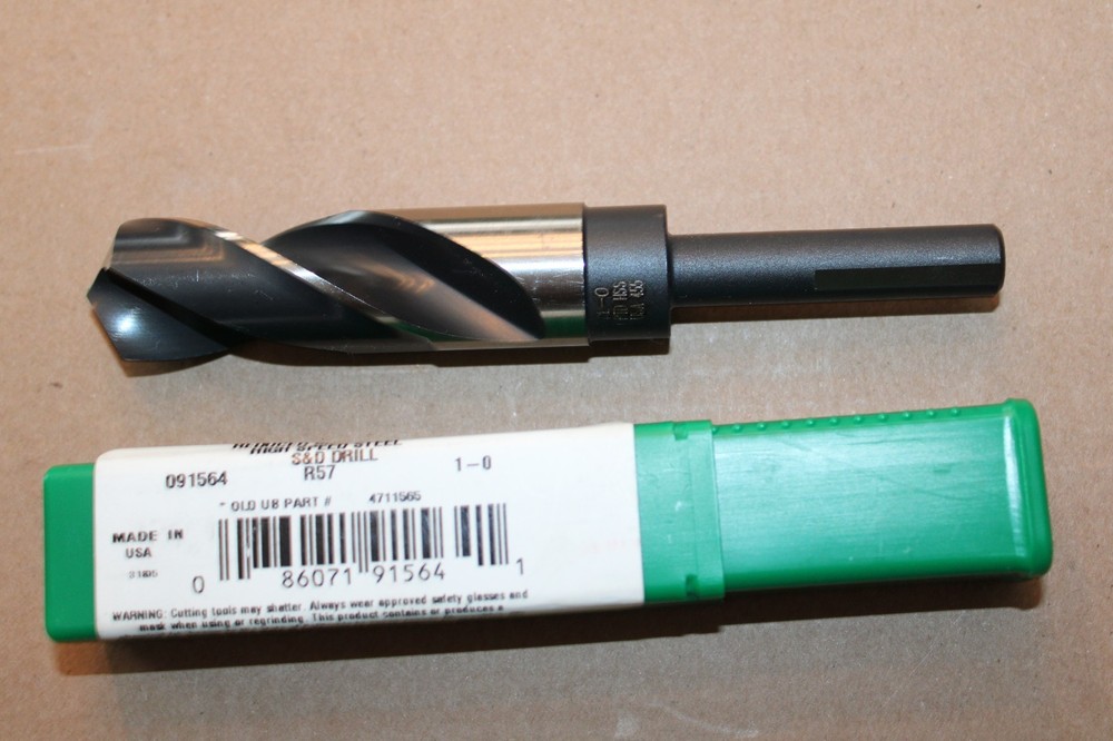 PRECISION TWIST DRILL 091564 1-0 HSS REDUCED SHANK 3 FLAT &ndash; 6 3/8&Prime;- USA &ndash; NEW