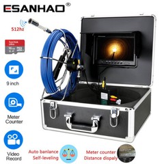 50M 1000TVL Sewer Pipe inspection Camera 512hz Self-leveling Meter Counter DVR