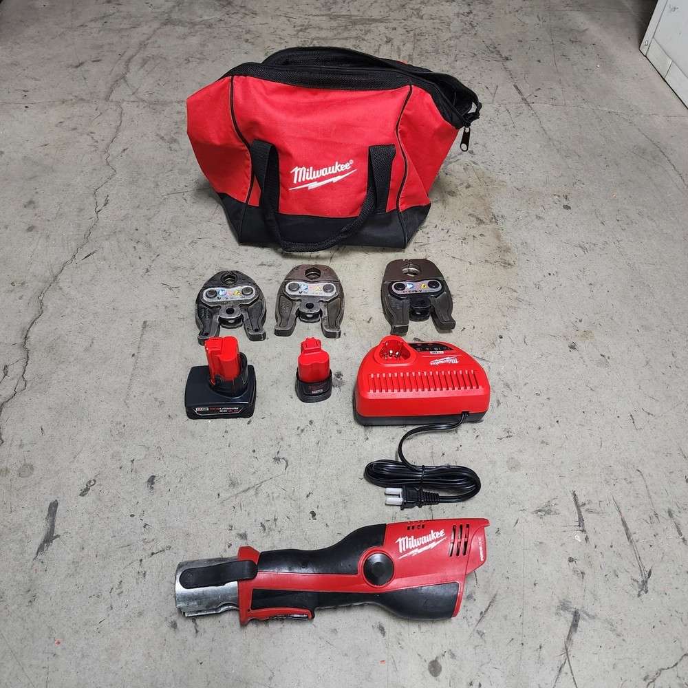 Milwaukee 2473-22 M12 FORCE LOGIC Press Tool Kit with 3 Jaws Used No Case