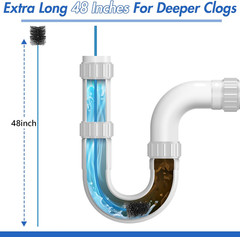 3 Pcs Condensate Trap Flexible Drain Brush, 48 Inch AC Drain Line Cleaning