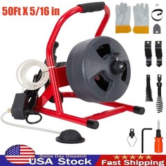 Professional Grade 50Ft X 5/16 in Drain Cleaner Machine With Related Accessories
