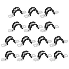 14Pcs 27mm（1-1/16&Prime;） Stainless Steel Rubber 2 Hole U-Tube Strap Clamp, Black