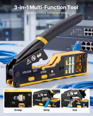 RJ45 RJ11 RJ12 Crimping Tool Kit Ethernet Crimper w/ Tester Plugs