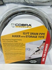 Cobra Products 10250 DRAIN PIPE AUGER, 1/4&Prime; x 15&prime; ~ New ~ FREE SHIPPING