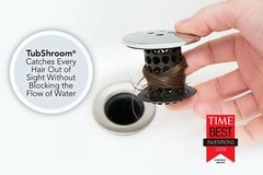 TubShroom Chrome Strainer Hair Catcher Drain Protector with StopShroom for Tub