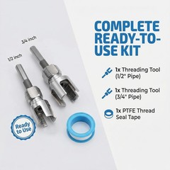 Pvc Pipe Threader Tool Kit 1/2&Prime; & 3/4&Prime; Home Plumbing Thread Repair Kit Pvc