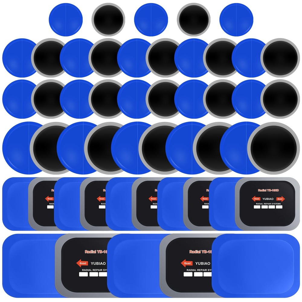 50Pcs Tire Repair Patches, 5 Sizes, Heavy Duty Radial Plug Kit