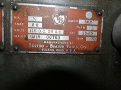 Toledo-Beaver Tools 1/2 HP Pipe Threader Model SOM with 10 various Die Heads