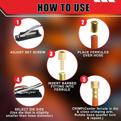 American Standard Bench Hose Crimper Kit, Hose Crimping Tool with 100PK Ferrules
