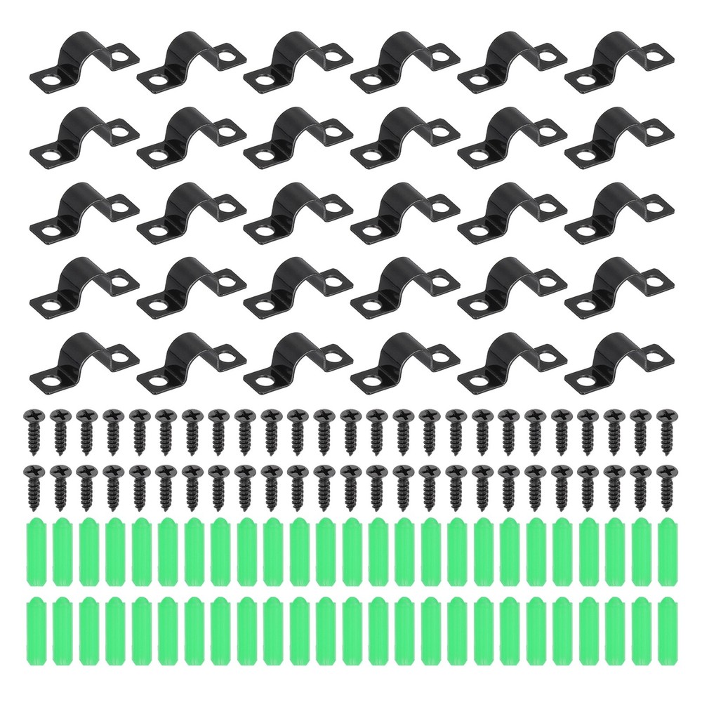30Pcs 10mm(3/8&Prime;) Two Hole Pipe Strap, U Brackets Conduit Clamp