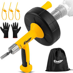 Drain Augers, Clog Remover with Drill Adapter, 25 Feet Heavy Duty Flexible Plumb