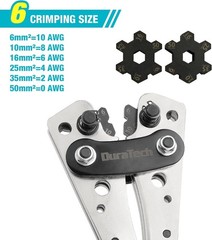 DURATECH Battery Crimper Tool with Wire Cutter for AWG 10 8 6 4 Cable Lugs