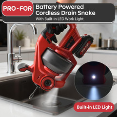 20V Cordless Electric Drain Auger, 25Ft Auto-Feed Drain Snake, Replaceable Cable