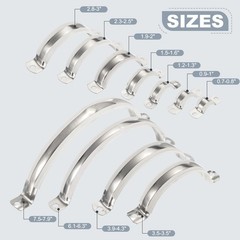 5pcs 201 Stainless Steel 1.9-2&Prime;/48-50mm Pipe Strap Clamp with Rubber, Black