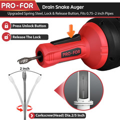 Drain Auger, 16.4FT Plumbing Snake Drain Clog Remover, Manual & Drill Powered Dr