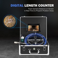 7in Self-Leveling Sewer Camera with Locator 164 ft Cable Digital Length Counter