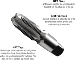 Century Drill & Tool 95202 Carbon Steel Pipe Thread Tap, 1/4-18 NPT,