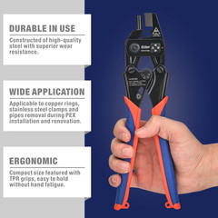 PEX Removal Tool for F2098 Stainless Steel Clamps & F1807 Copper Rings, PEX Decr