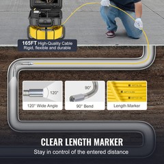 VEVOR Sewer Camera 165ft/50m Self-Leveling Drain Camera with 9&Prime; Screen 36X Zoom