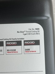 RIDGID 70835 Nu-Clear Thread Cutting Oil Low-Odor & Anti-Mist 1 Gallon New