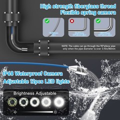 9&Prime; Color Screen Sewer Camera 50M/165FT Drain Pipe Borescope w/ 512Hz Transmitter