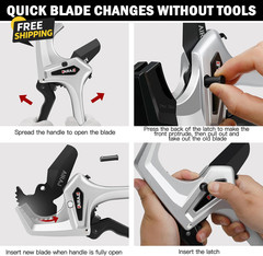 Ratchet PVC Pipe Cutter Heavy Duty,Cuts up to 3 Inches,Cutter with One-Click